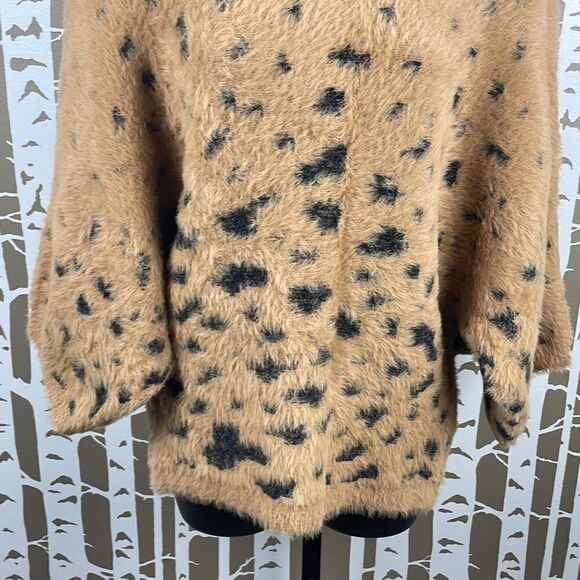 Unbranded Leopard Print Eyelash Knit Fuzzy Full Cropped Sleeve Sweater sz S - Picture 6 of 7